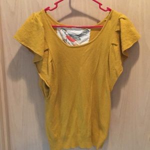 Anthropologie yellow knit top